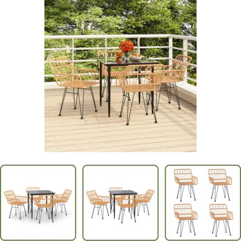 Tavolo da pranzo da esterno -  Set da Pranzo da Giardino 5 pz in Polyrattan