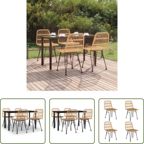 Tavolo da pranzo da esterno -  Set da Pranzo da Giardino 5 pz in Polyrattan