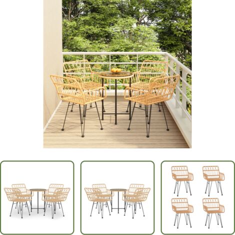 Tavolo da pranzo da esterno -  Set da Pranzo da Giardino 5 pz in Polyrattan