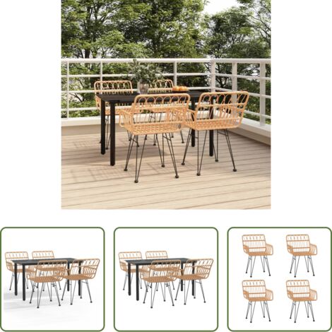 Tavolo da pranzo da esterno -  Set da Pranzo da Giardino 5 pz in Polyrattan