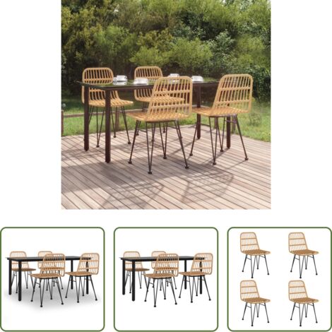 Tavolo da pranzo da esterno -  Set da Pranzo da Giardino 5 pz in Polyrattan