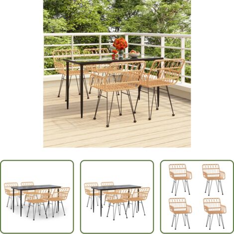 Tavolo da pranzo da esterno -  Set da Pranzo da Giardino 5 pz in Polyrattan
