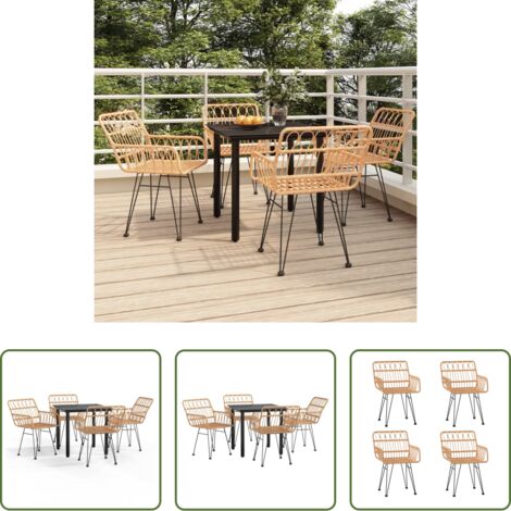 Tavolo da pranzo da esterno -  Set da Pranzo da Giardino 5 pz in Polyrattan