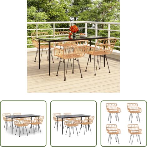Tavolo da pranzo da esterno -  Set da Pranzo da Giardino 5 pz in Polyrattan