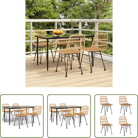 Tavolo da pranzo da esterno -  Set da Pranzo da Giardino 5 pz in Polyrattan