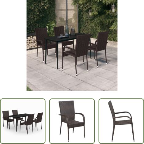 Tavolo da pranzo da esterno -  Set da Pranzo da Giardino 5 pz Marrone e Nero