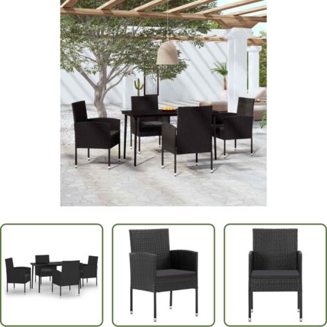 Tavolo da pranzo da esterno -  Set da Pranzo da Giardino 5 pz Nero