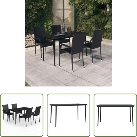 Tavolo da pranzo da esterno -  Set da Pranzo da Giardino 5 pz Nero