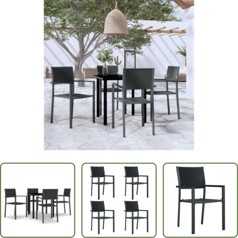 Tavolo da pranzo da esterno -  Set da Pranzo da Giardino 5 pz Nero