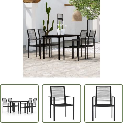 Tavolo da pranzo da esterno -  Set da Pranzo da Giardino 5 pz Nero