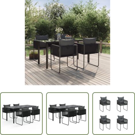 Tavolo da pranzo da esterno -  Set da Pranzo da Giardino 5 pz Nero