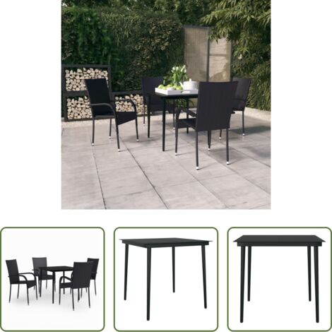 Tavolo da pranzo da esterno -  Set da Pranzo da Giardino 5 pz Nero
