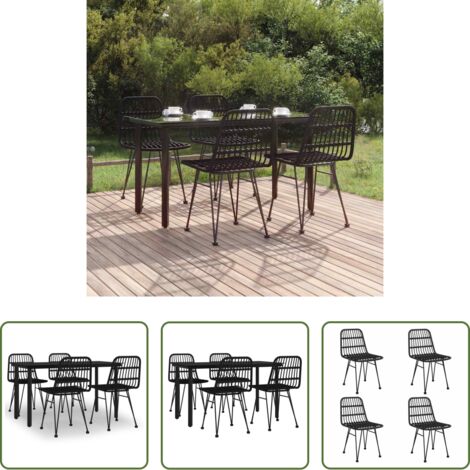 Tavolo da pranzo da esterno -  Set da Pranzo da Giardino 5 pz Nero in Polyrattan