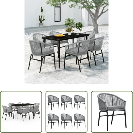 Tavolo da pranzo da esterno -  Set da Pranzo da Giardino 7 pz Grigio