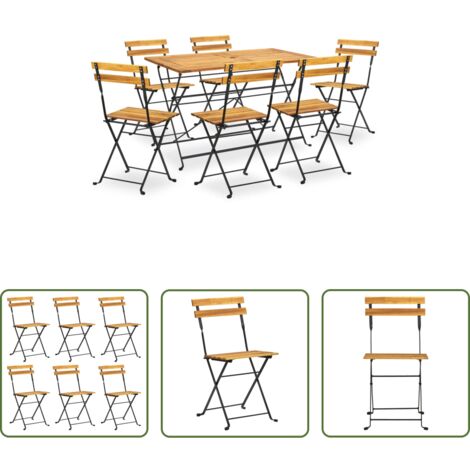 Tavolo da pranzo da esterno -  Set da Pranzo da Giardino 7 pz in Legno Massello di Acacia
