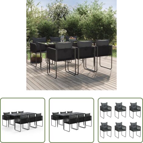 Tavolo da pranzo da esterno -  Set da Pranzo da Giardino 7 pz Nero