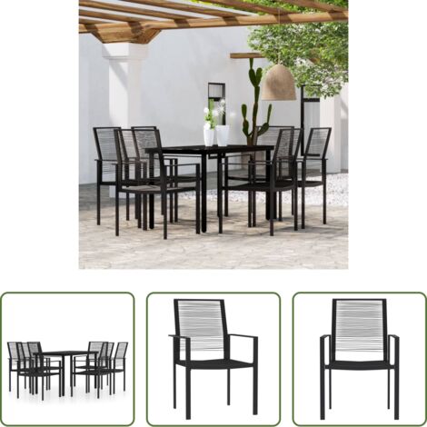 Tavolo da pranzo da esterno -  Set da Pranzo da Giardino 7 pz Nero