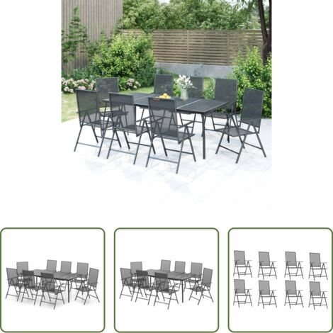 Tavolo da pranzo da esterno -  Set da Pranzo da Giardino 9 pz in Acciaio Antracite