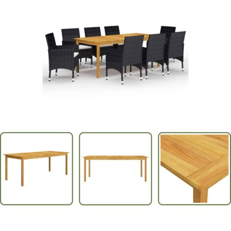 Tavolo da pranzo da esterno -  Set da Pranzo da Giardino 9 pz Nero