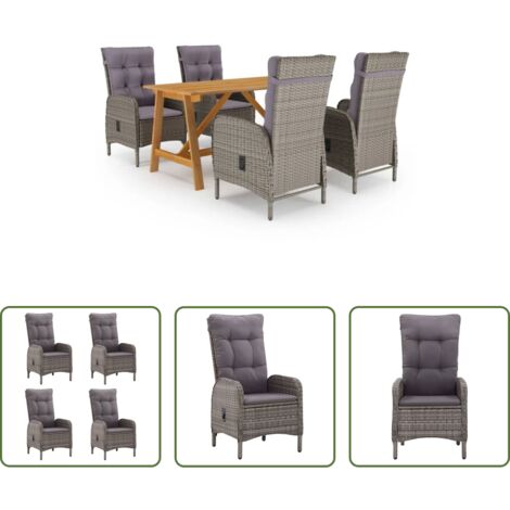 Tavolo da pranzo da esterno -  Set Mobili da Pranzo per Giardino 5 pz Grigio