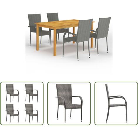 Tavolo da pranzo da esterno -  Set Mobili da Pranzo per Giardino 5 pz Grigio