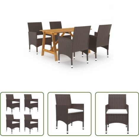 Tavolo da pranzo da esterno -  Set Mobili da Pranzo per Giardino 5 pz Marrone
