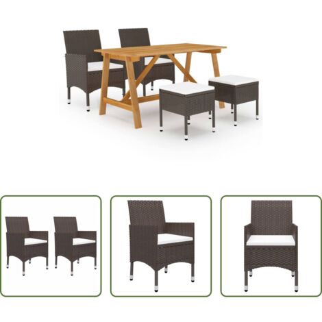 Tavolo da pranzo da esterno -  Set Mobili da Pranzo per Giardino 5 pz Marrone