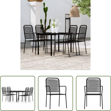 Tavolo da pranzo da esterno -  Set Mobili da Pranzo per Giardino 5 pz Nero