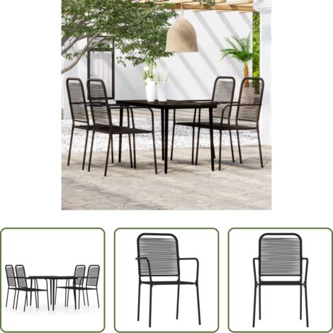 Tavolo da pranzo da esterno -  Set Mobili da Pranzo per Giardino 5 pz Nero