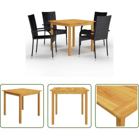 Tavolo da pranzo da esterno -  Set Mobili da Pranzo per Giardino 5 pz Nero