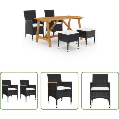Tavolo da pranzo da esterno -  Set Mobili da Pranzo per Giardino 5 pz Nero