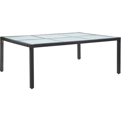 Tavolo da pranzo nero con piano in vetro nero 250x120cm - Nardini