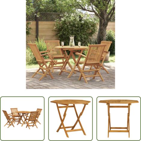 Tavolo da pranzo da giardino -  Set da Pranzo da Giardino 5 pz in Legno Massello di Teak