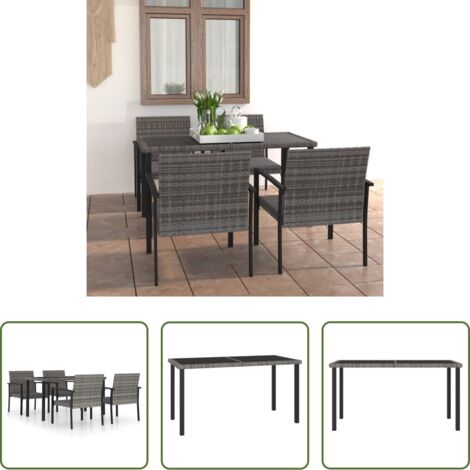 Tavolo da pranzo da giardino - Set da Pranzo da Giardino 5 pz in Polyrattan Grigio