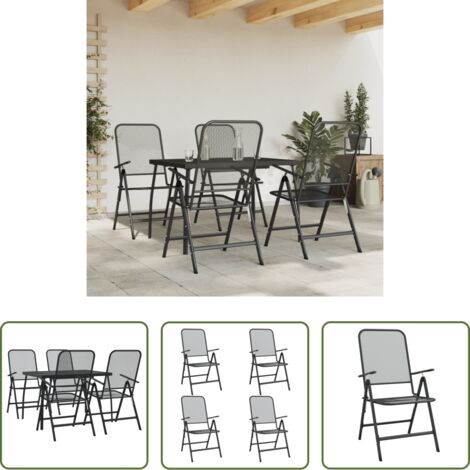 Tavolo da pranzo da giardino -  Set da Pranzo da Giardino 5pz Antracite in Rete Metallica