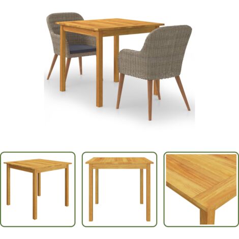 Tavolo da pranzo da giardino -  Set Mobili da Pranzo per Giardino 3 pz Marrone