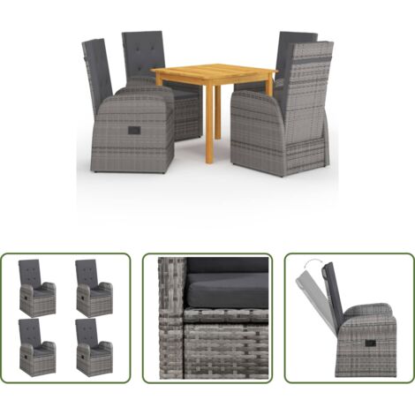 Tavolo da pranzo da giardino -  Set Mobili da Pranzo per Giardino 5 pz Grigio