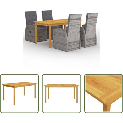 Tavolo da pranzo da giardino -  Set Mobili da Pranzo per Giardino 5 pz Grigio