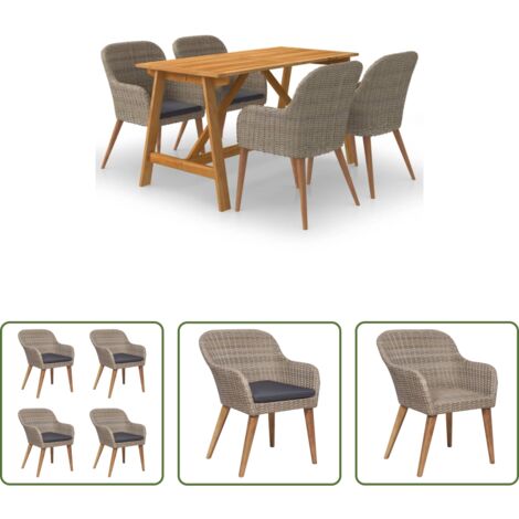 Tavolo da pranzo da giardino -  Set Mobili da Pranzo per Giardino 5 pz Marrone