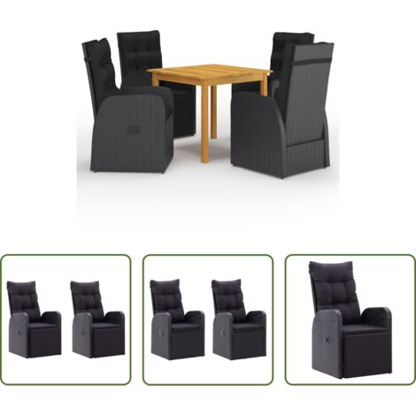 Tavolo da pranzo da giardino -  Set Mobili da Pranzo per Giardino 5 pz Nero
