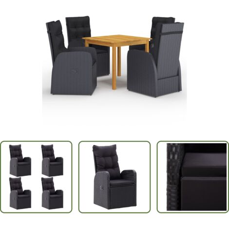 Tavolo da pranzo da giardino -  Set Mobili da Pranzo per Giardino 5 pz Nero