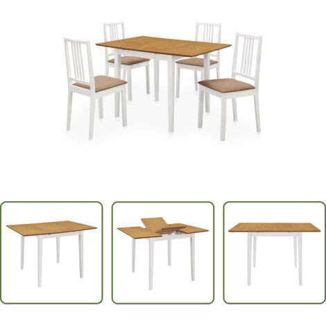 Tavolo da pranzo estendibile -  Set per Sala da Pranzo 5 pz in MDF Bianco
