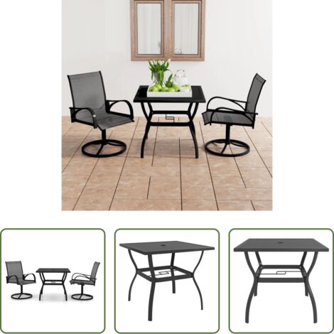 Tavolo da pranzo esterno -  Set da Pranzo da Giardino 3 pz in Textilene e Acciaio