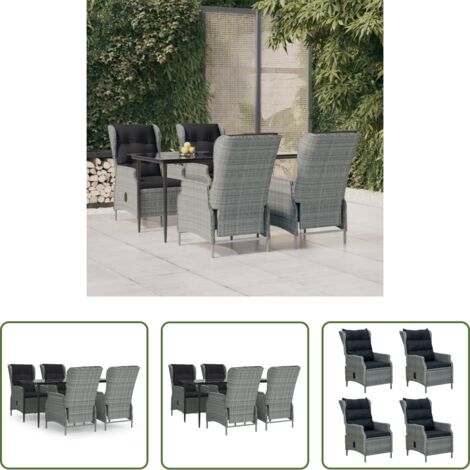 Tavolo da pranzo esterno -  Set da Pranzo da Giardino 5 pz Grigio Chiaro in Polyrattan