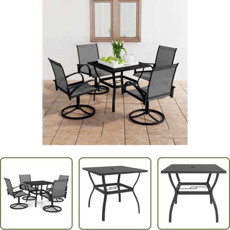 Tavolo da pranzo esterno -  Set da Pranzo da Giardino 5 pz in Textilene e Acciaio