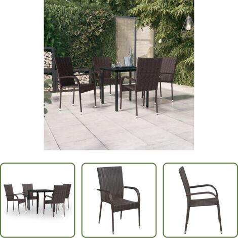 Tavolo da pranzo esterno -  Set da Pranzo da Giardino 5 pz Marrone e Nero