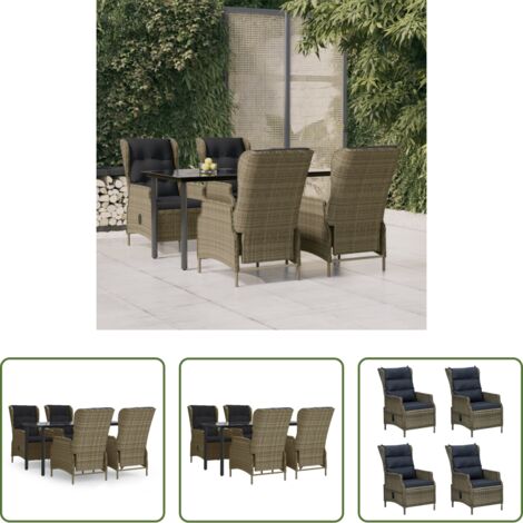 Tavolo da pranzo esterno -  Set da Pranzo da Giardino 5 pz Marrone in Polyrattan