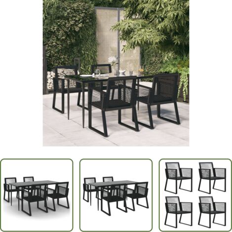 Tavolo da pranzo esterno -  Set da Pranzo da Giardino 5 pz Nero in Rattan PVC