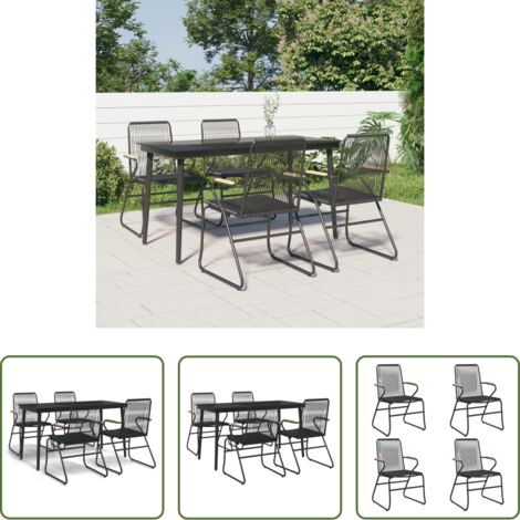 Tavolo da pranzo esterno -  Set da Pranzo da Giardino 5 pz Nero in Rattan PVC