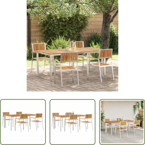 Tavolo da pranzo esterno -  Set da pranzo per esterni 5 pcs Legno di Acacia Massello